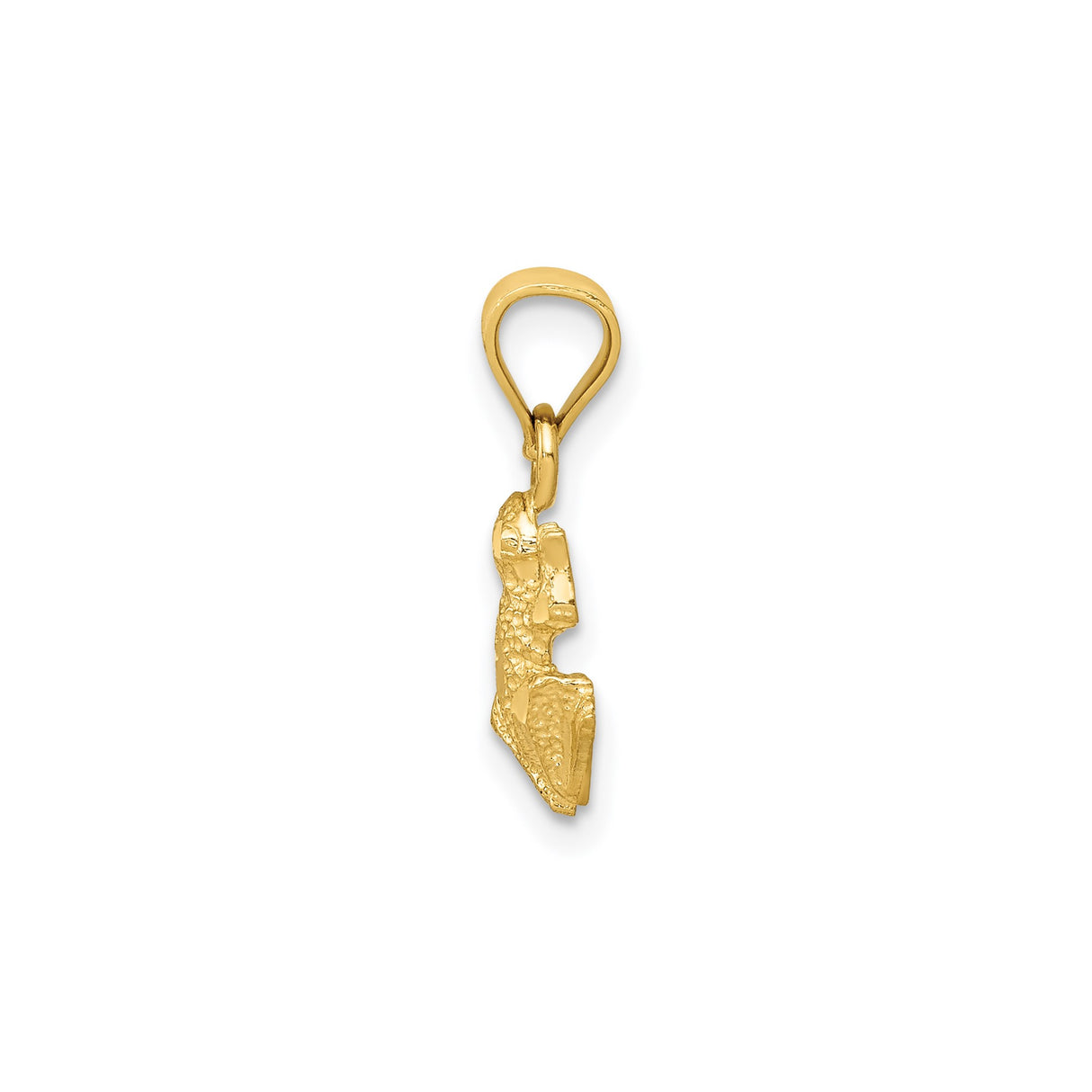 14k Yellow Gold Frog Pendant Charm with Textured Detail and Realistic Design