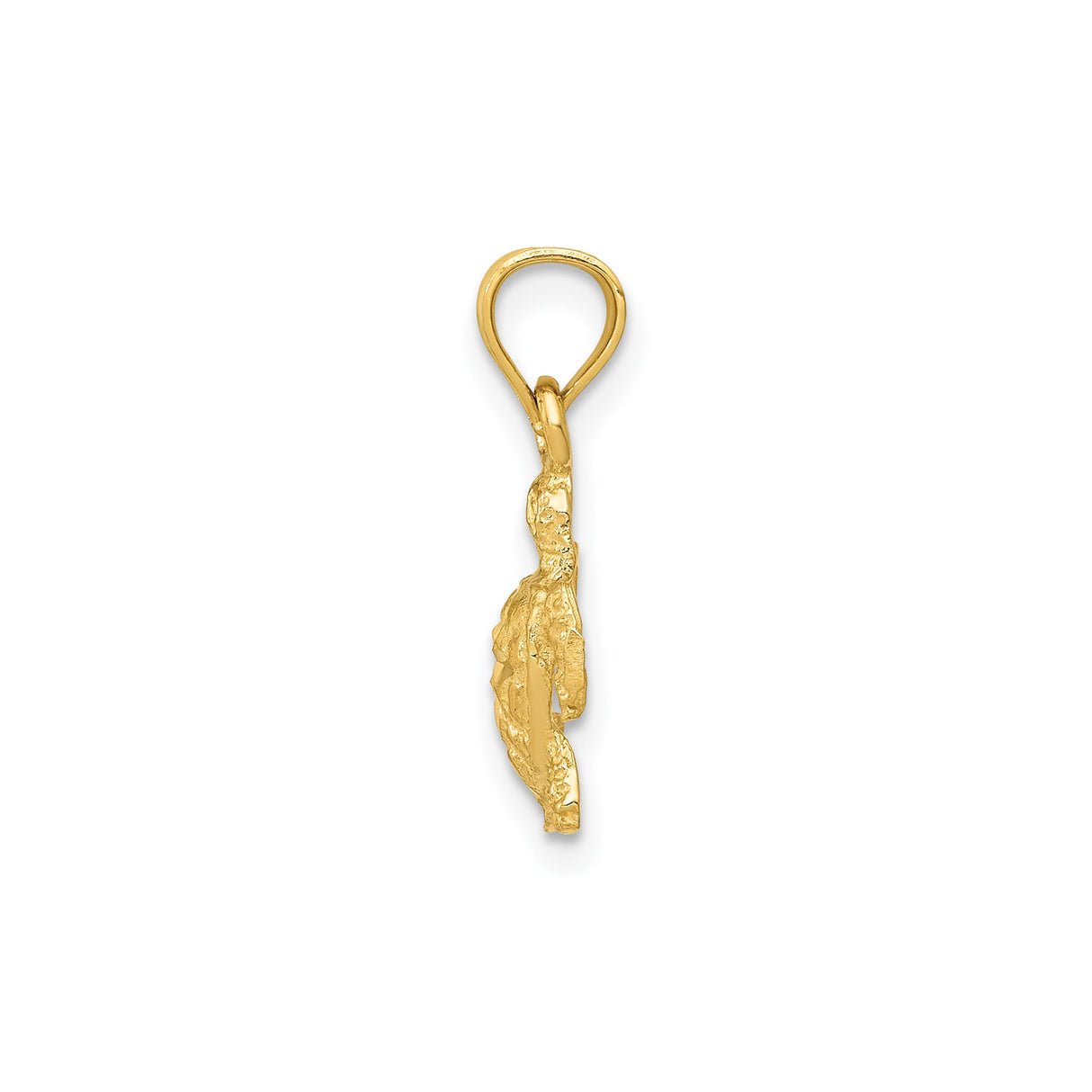 14k Yellow Gold Turtle Pendant with Textured Finish and Star Design