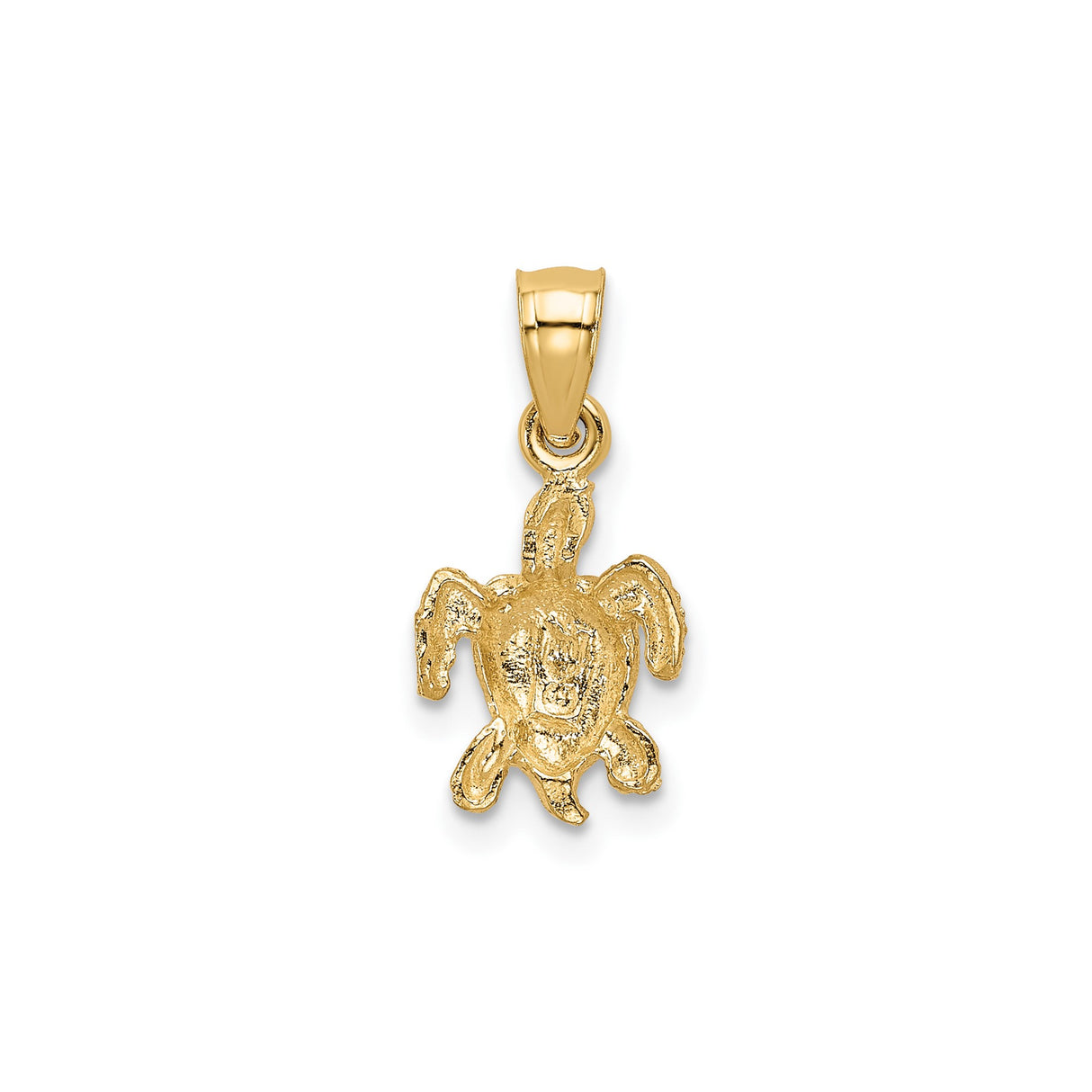 14k Yellow Gold Turtle Pendant with Textured Finish and Star Design