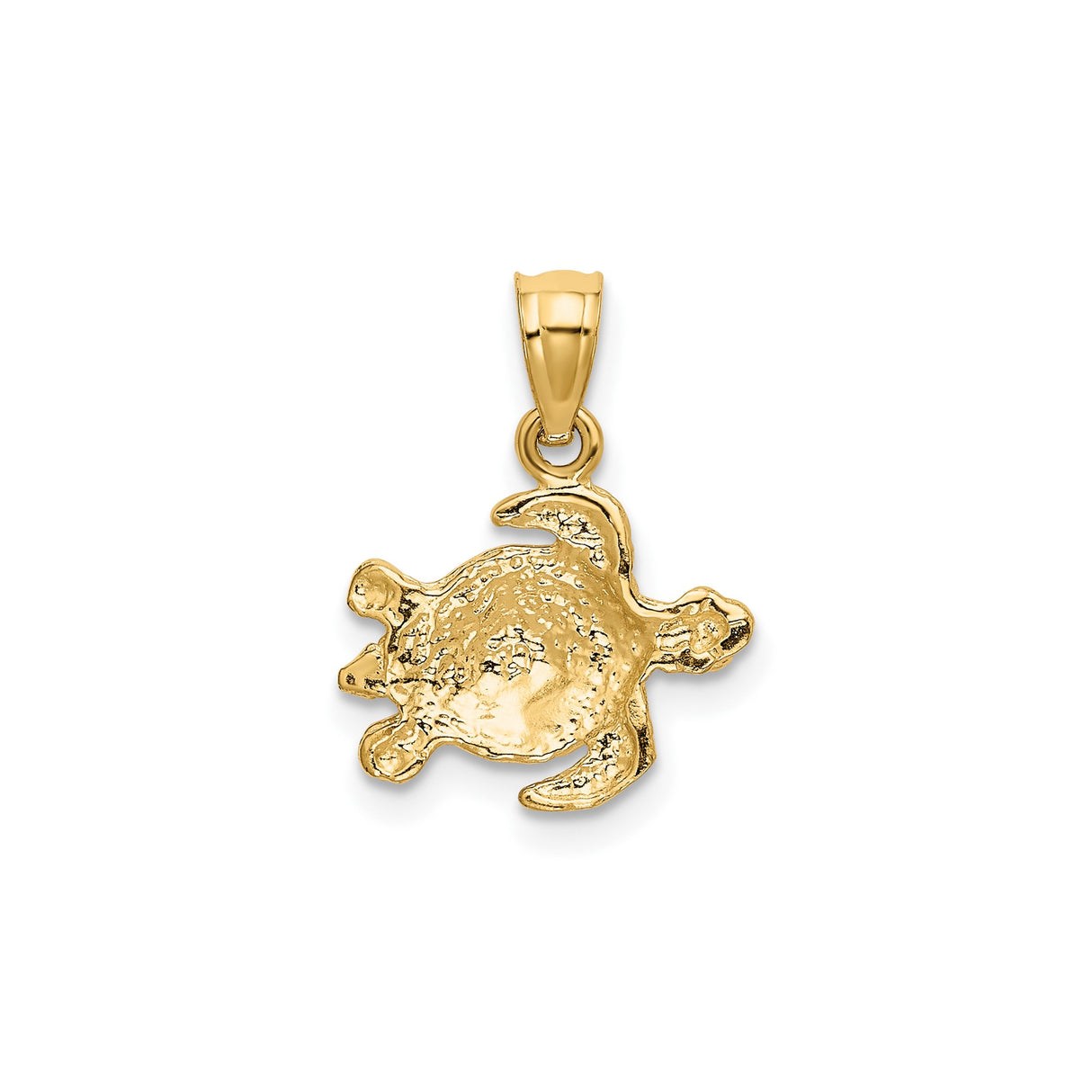 14k Yellow Gold Sea Turtle Pendant, Nautical Ocean Theme Jewelry for Women or Unisex Wear