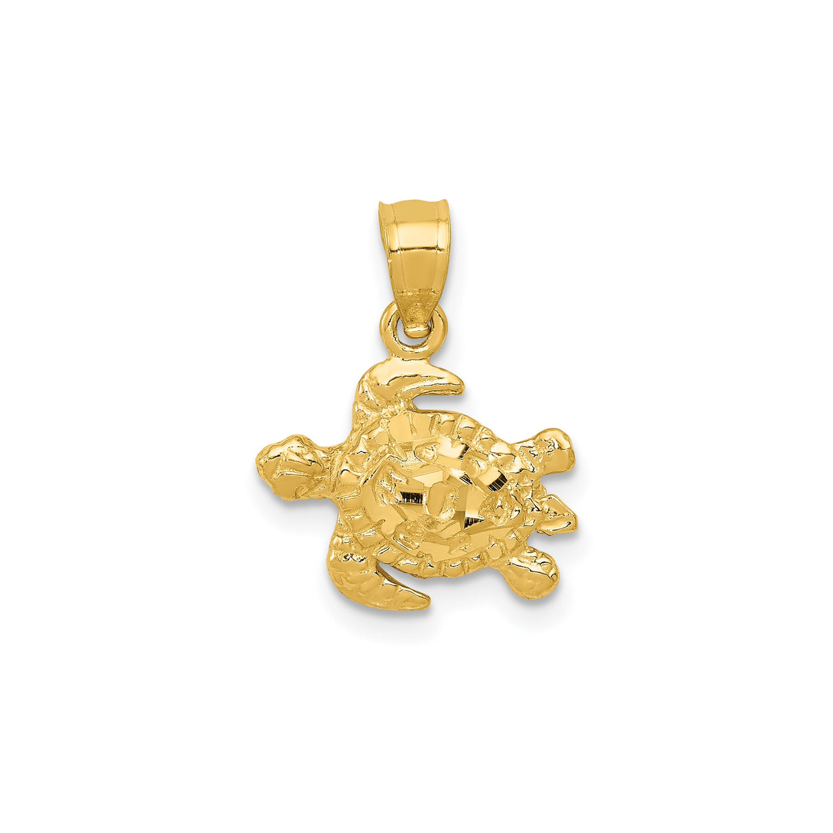 14k Yellow Gold Sea Turtle Pendant, Nautical Ocean Theme Jewelry for Women or Unisex Wear