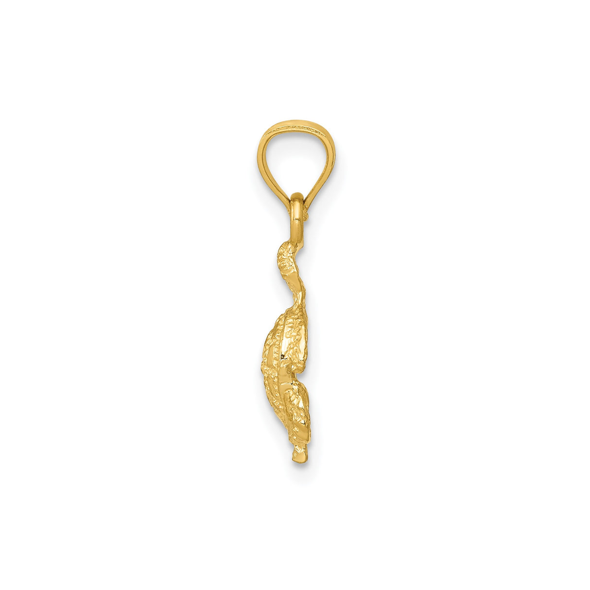 14k Yellow Gold Turtle Pendant with Faceted Shell and Textured Detailing