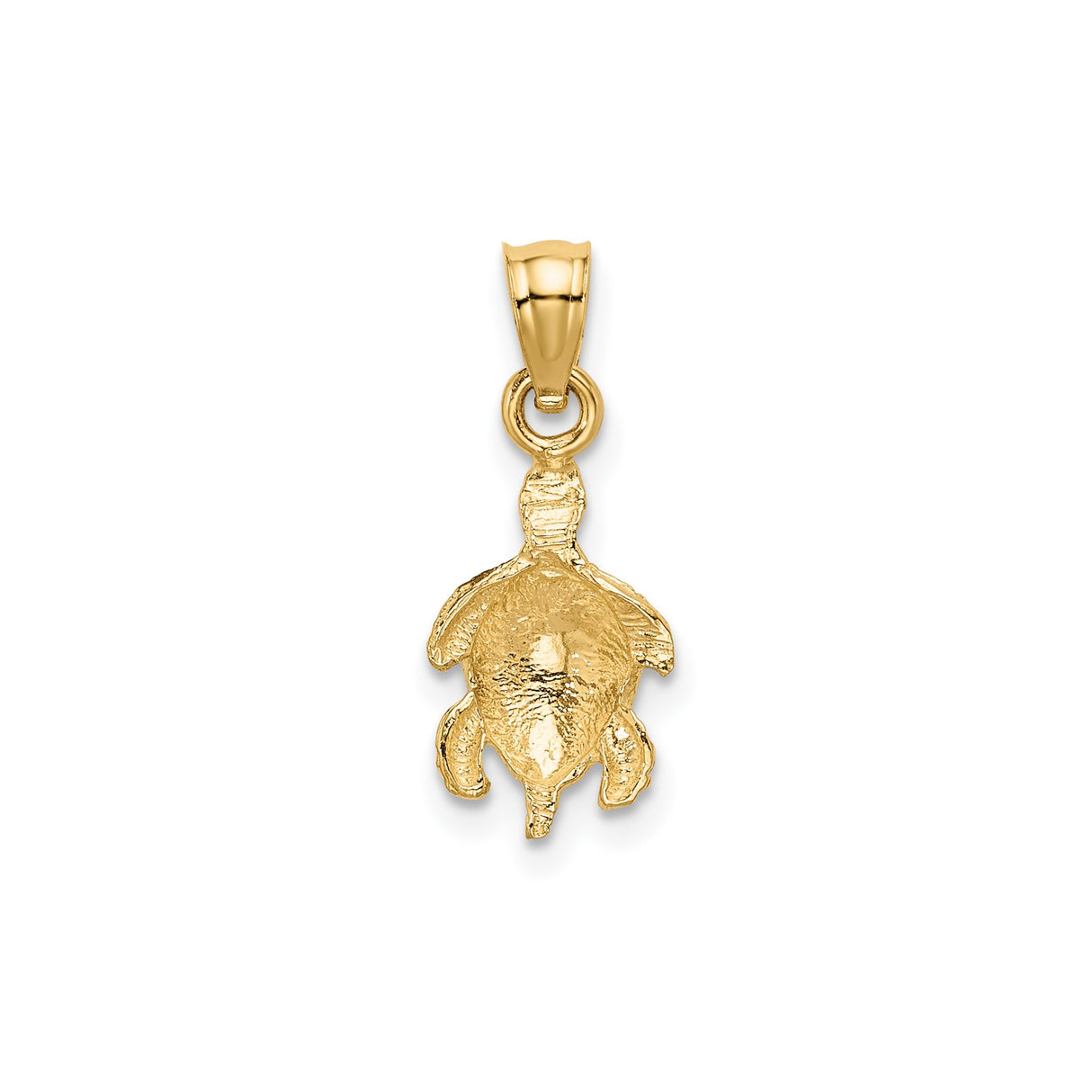 14k Yellow Gold Turtle Pendant with Faceted Shell and Textured Detailing