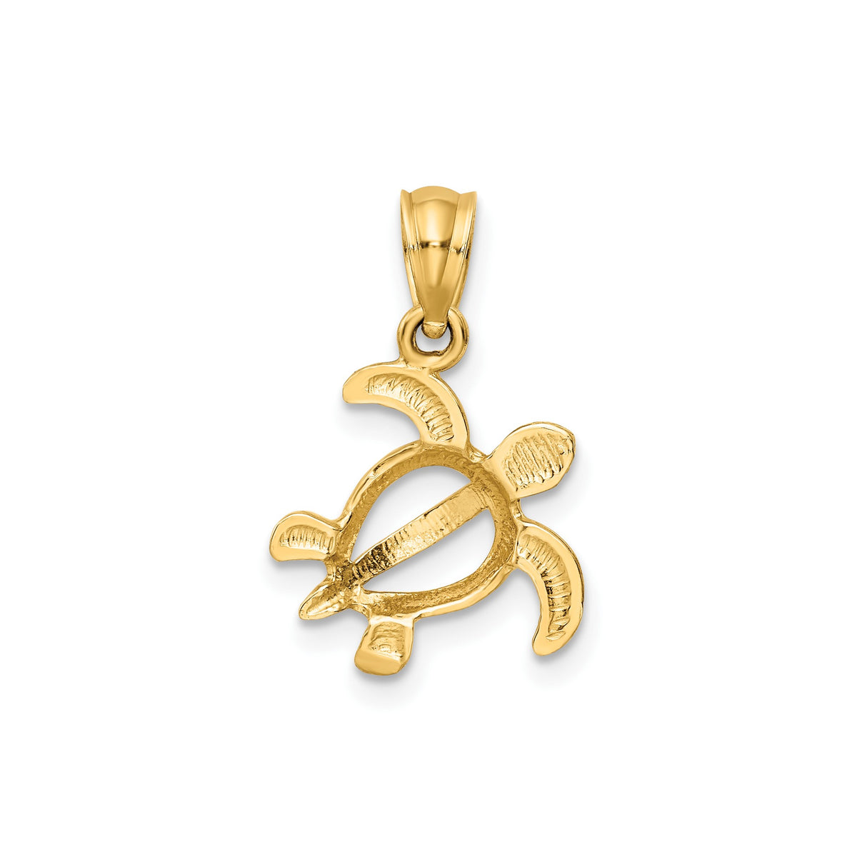 14k Yellow Gold Turtle Pendant, Open Shell Design, Coastal Nautical Charm for Women or Unisex