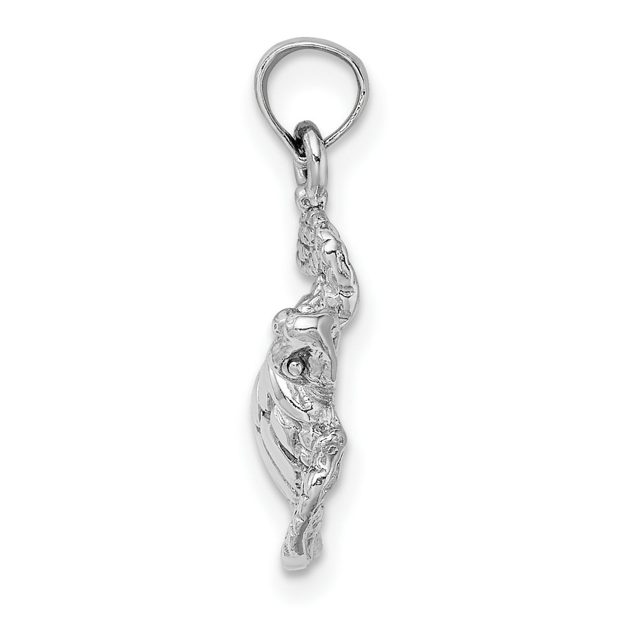 14k White Gold Sea Turtle Pendant with Detailed Flippers and Textured Shell