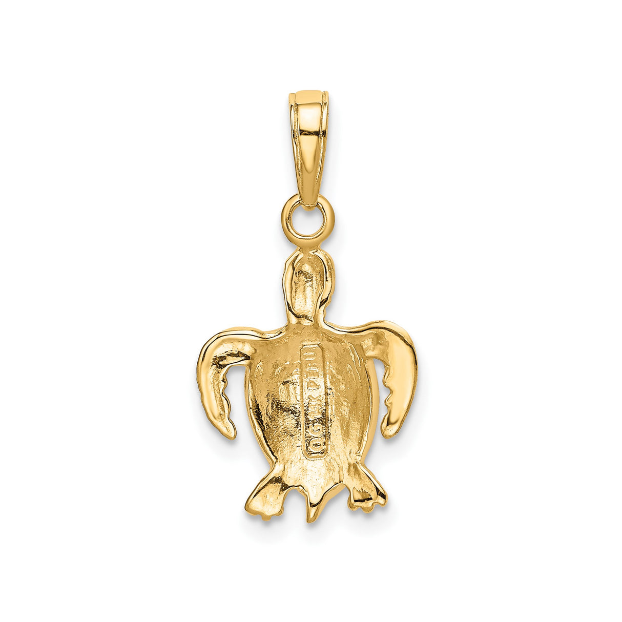 14k Yellow Gold Sea Turtle Pendant with Detailed Shell Design, Ocean Symbol Jewelry for Men or Women