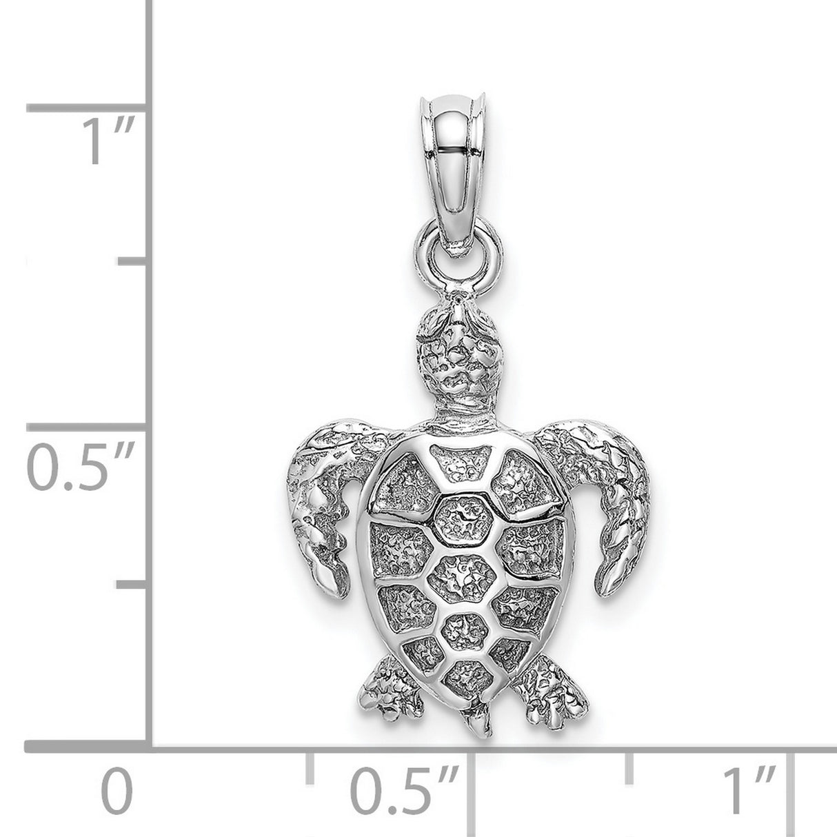 14k White Gold Sea Turtle Pendant, Textured Ocean Animal Design, Nature-Inspired Jewelry