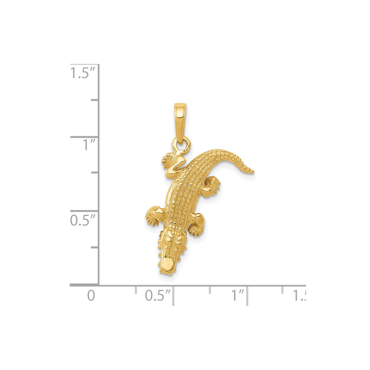 14k Yellow Gold Alligator Pendant with Detailed Crocodile Design, Animal Totem Symbol