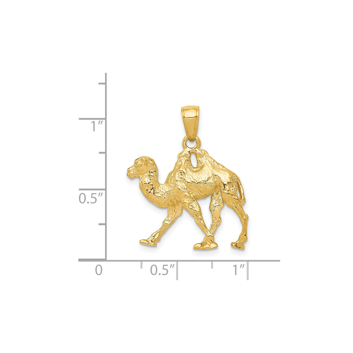 14k Yellow Gold Camel Pendant, Dromedary Charm Symbolizing Endurance and Travel