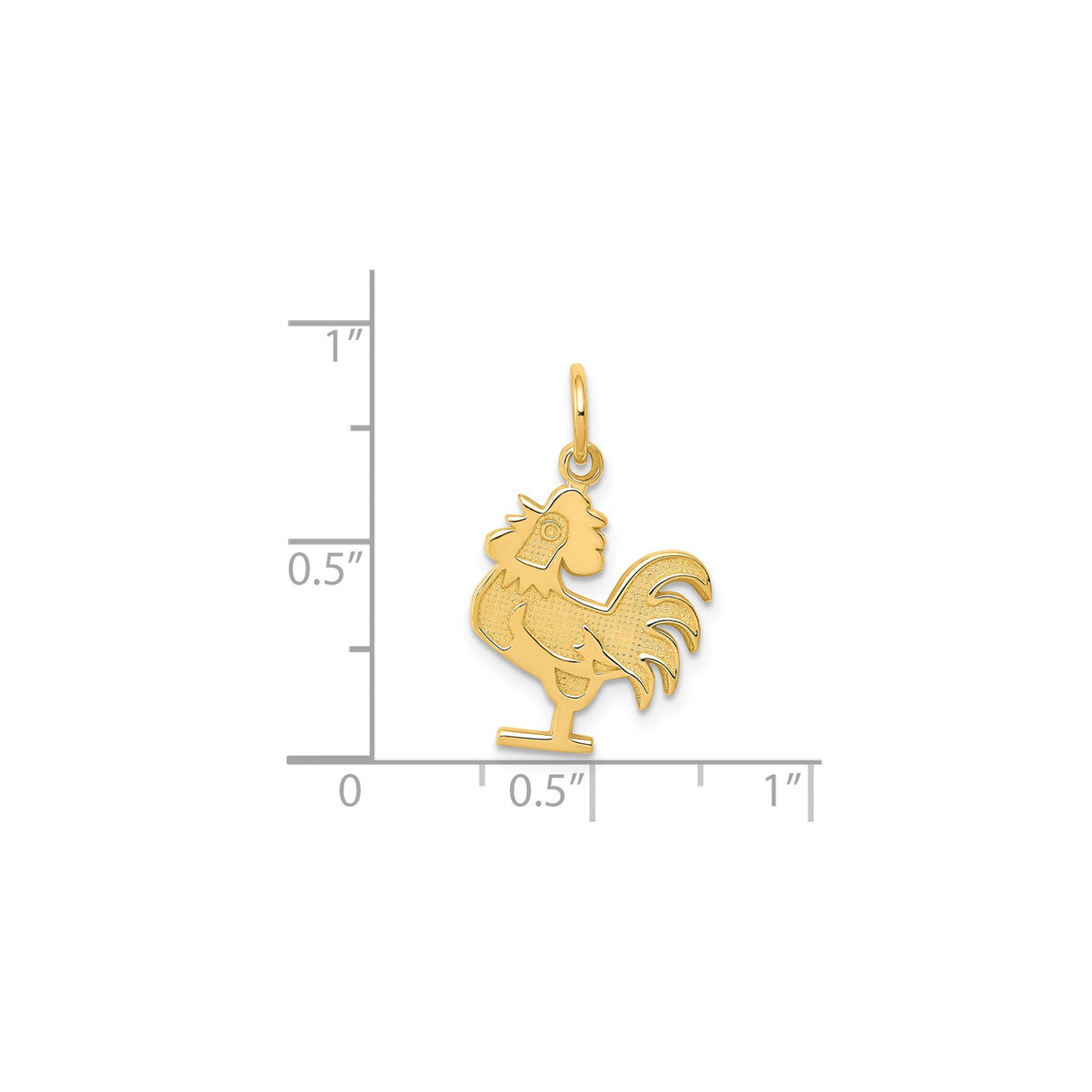 14k Yellow Gold Rooster Pendant, Cutout Animal Symbol with Detailed Design, Unisex Jewelry Charm