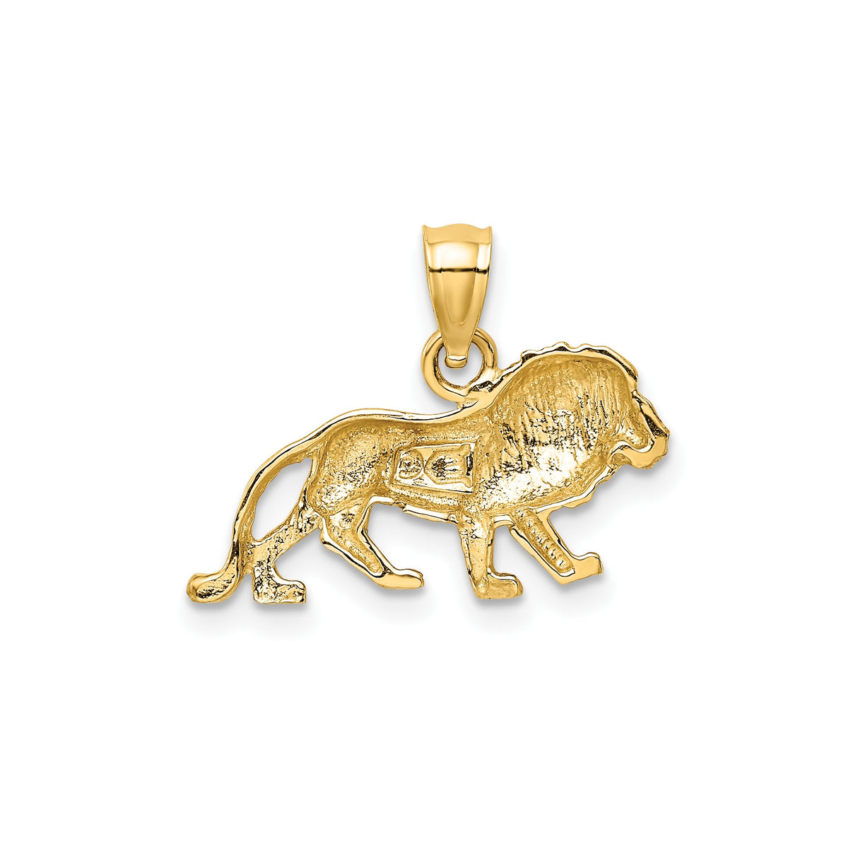14k Yellow Gold Lion Pendant, Detailed Walking Lion Symbol, Strength and Courage Theme