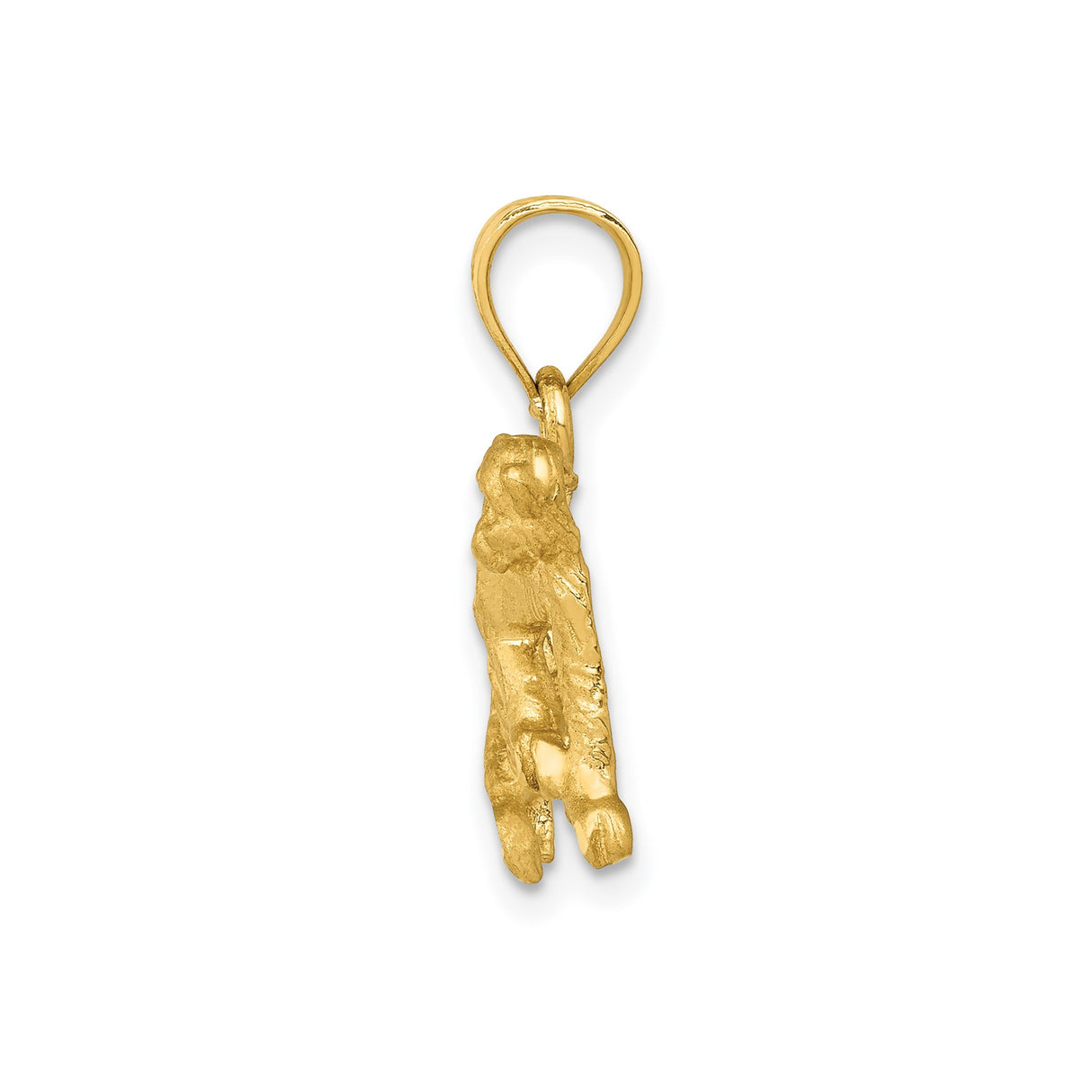 14k Yellow Gold Monkey Pendant with Polished and Textured Finish, Zodiac Animal Design