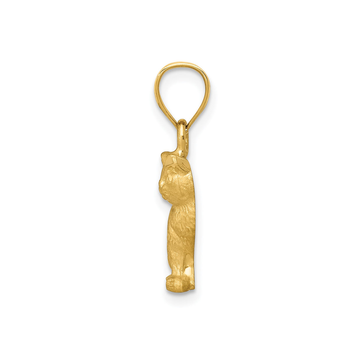 14k Yellow Gold Cat Pendant, Detailed Sitting Feline Charm for Women