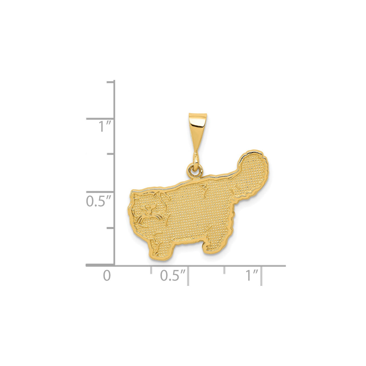 14k Yellow Gold Cat Pendant with Persian Feline Silhouette, Animal Charm for Women