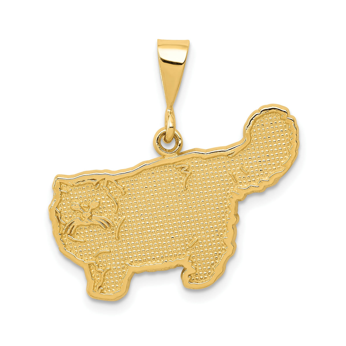 14k Yellow Gold Cat Pendant with Persian Feline Silhouette, Animal Charm for Women