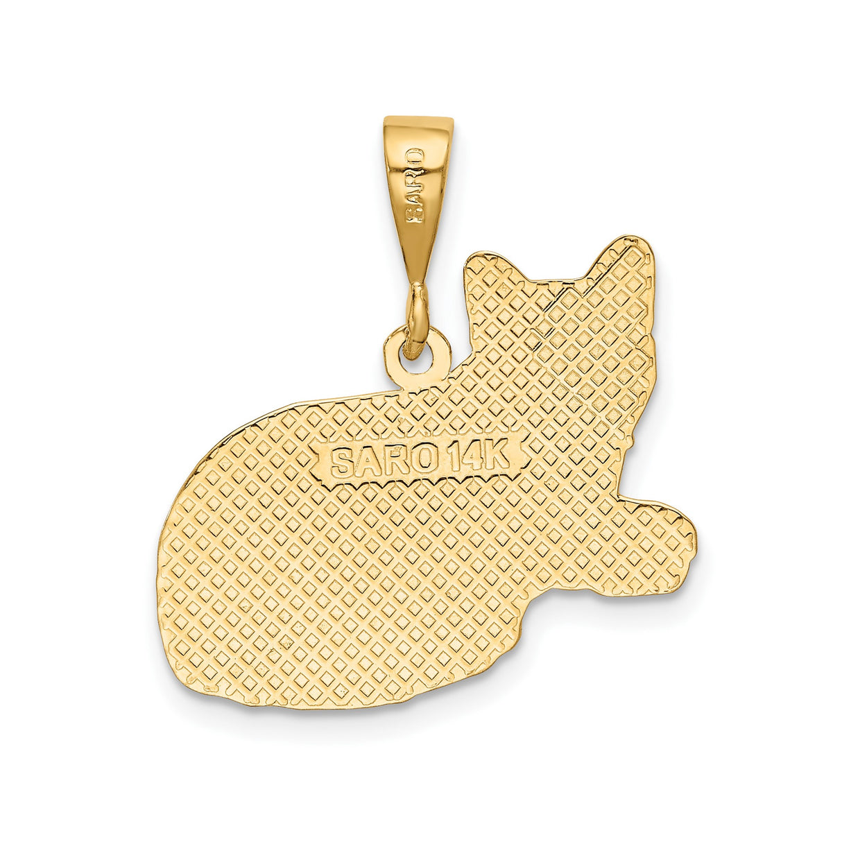 14k Yellow Gold Cat Pendant with Lounging Feline Outline, Dainty Animal Charm for Women