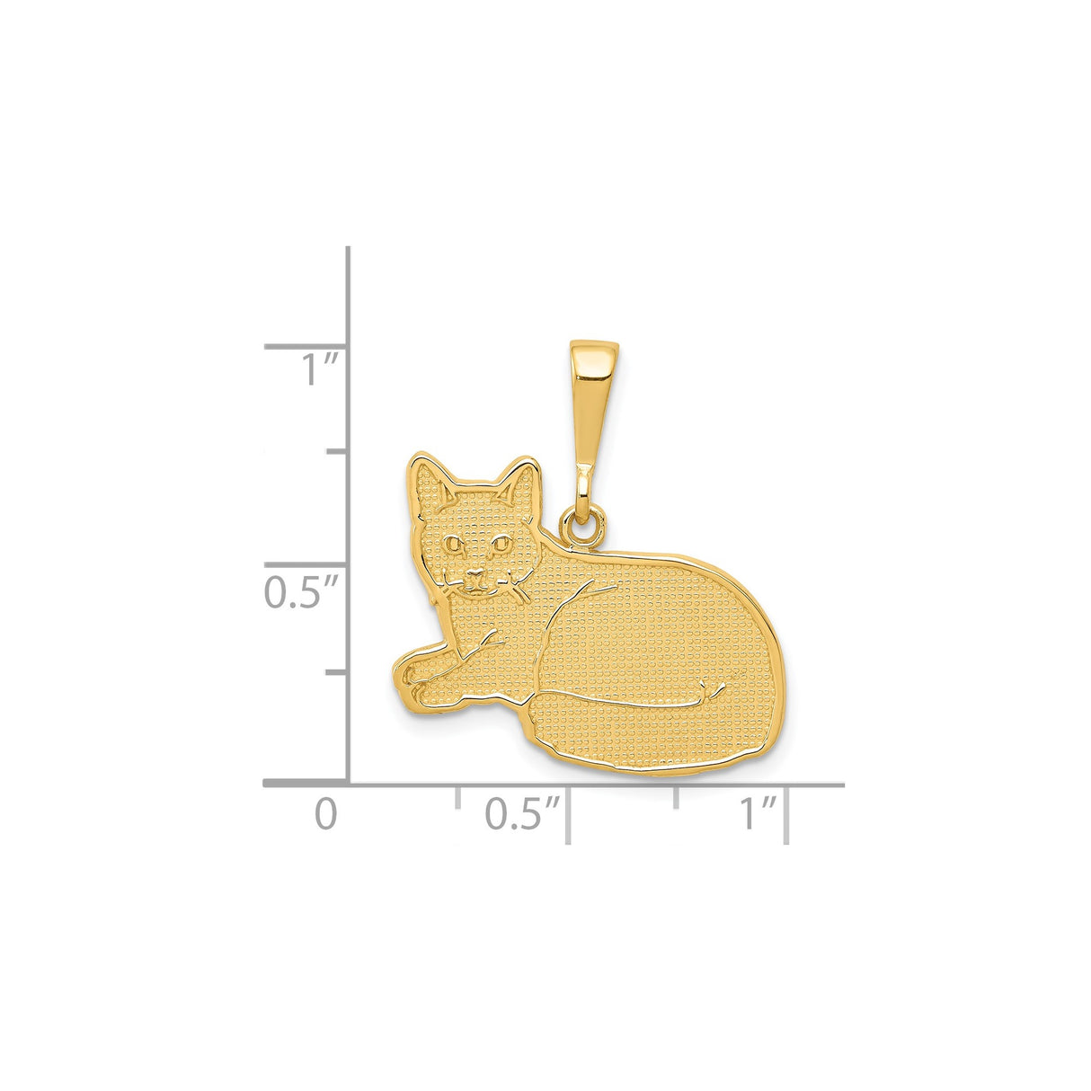 14k Yellow Gold Cat Pendant with Lounging Feline Outline, Dainty Animal Charm for Women