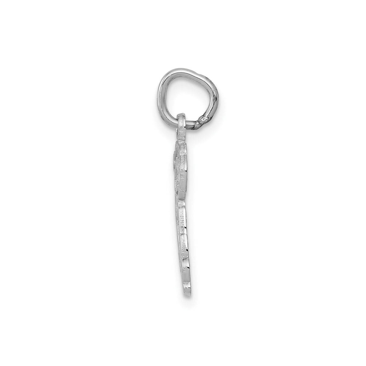 14k White Gold Dog Charm Pendant with Bow Tie Detail, Sitting Puppy Design