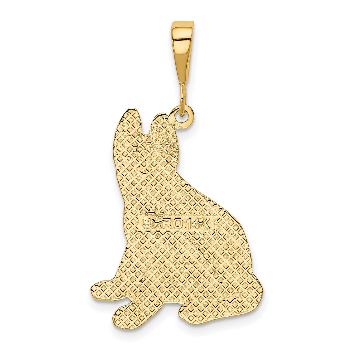 14k Yellow Gold German Shepherd Pendant, Realistic Sitting Dog Charm, Pet Memorial Jewelry