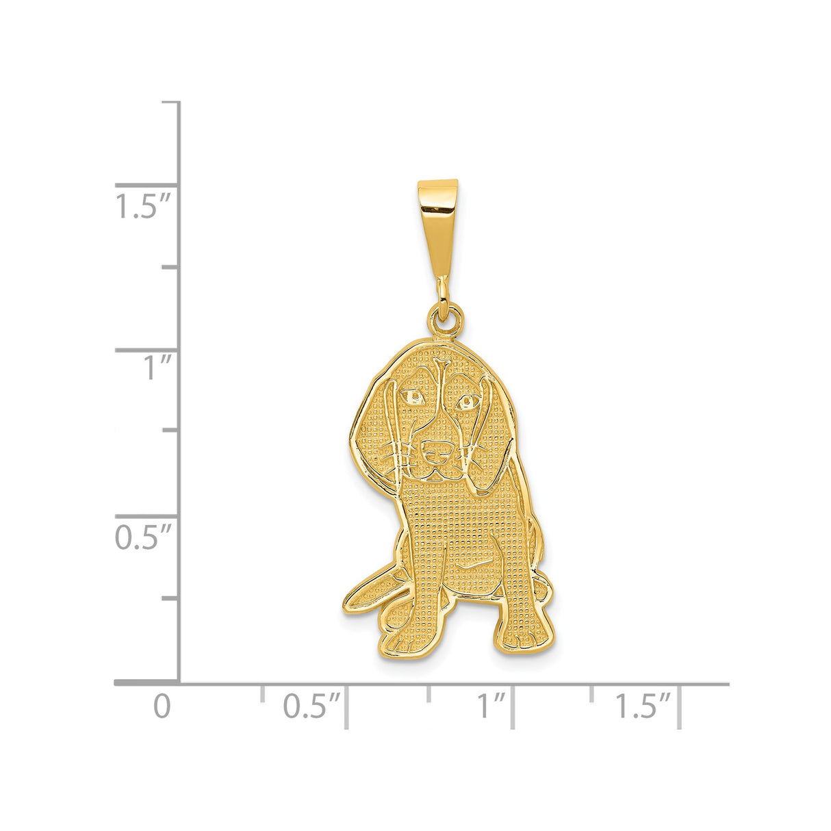 14k Yellow Gold Dog Pendant, Textured Beagle Charm, Pet Memorial Jewelry for Women or Unisex