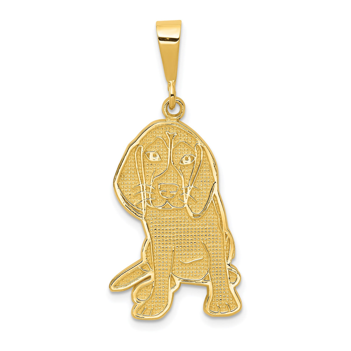 14k Yellow Gold Dog Pendant, Textured Beagle Charm, Pet Memorial Jewelry for Women or Unisex