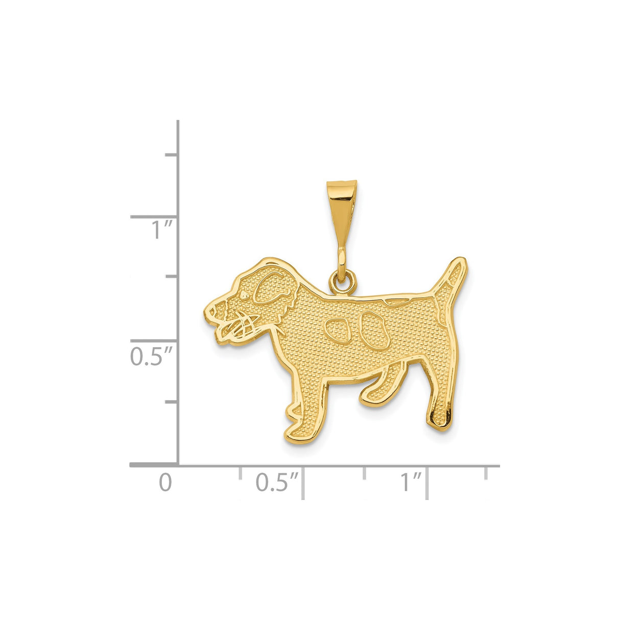 14k Yellow Gold Dog Pendant, Textured Standing Terrier Charm, Animal Memorial Jewelry