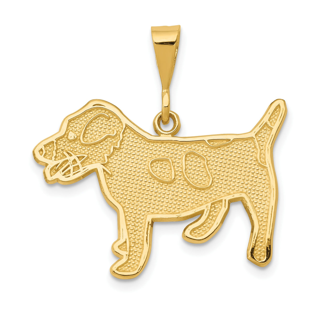 14k Yellow Gold Dog Pendant, Textured Standing Terrier Charm, Animal Memorial Jewelry