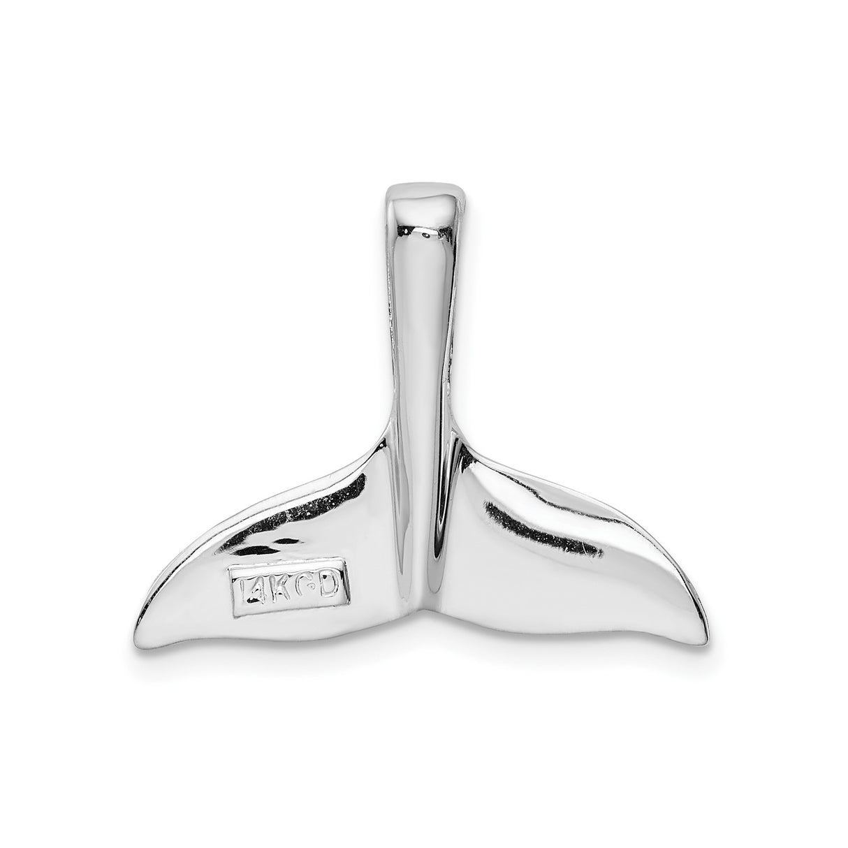 14k White Gold Whale Tail Pendant, Minimalist Nautical Ocean-Inspired Jewelry for Women or Unisex