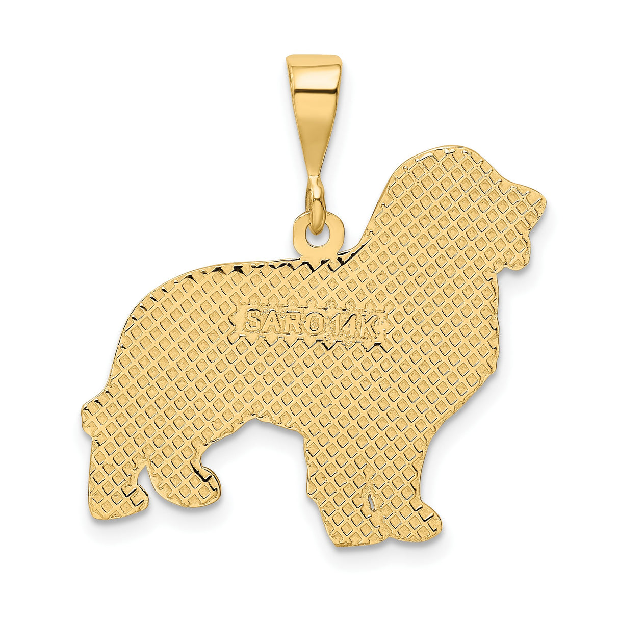 14k Yellow Gold Dog Pendant with Detailed Long Haired Retriever Outline
