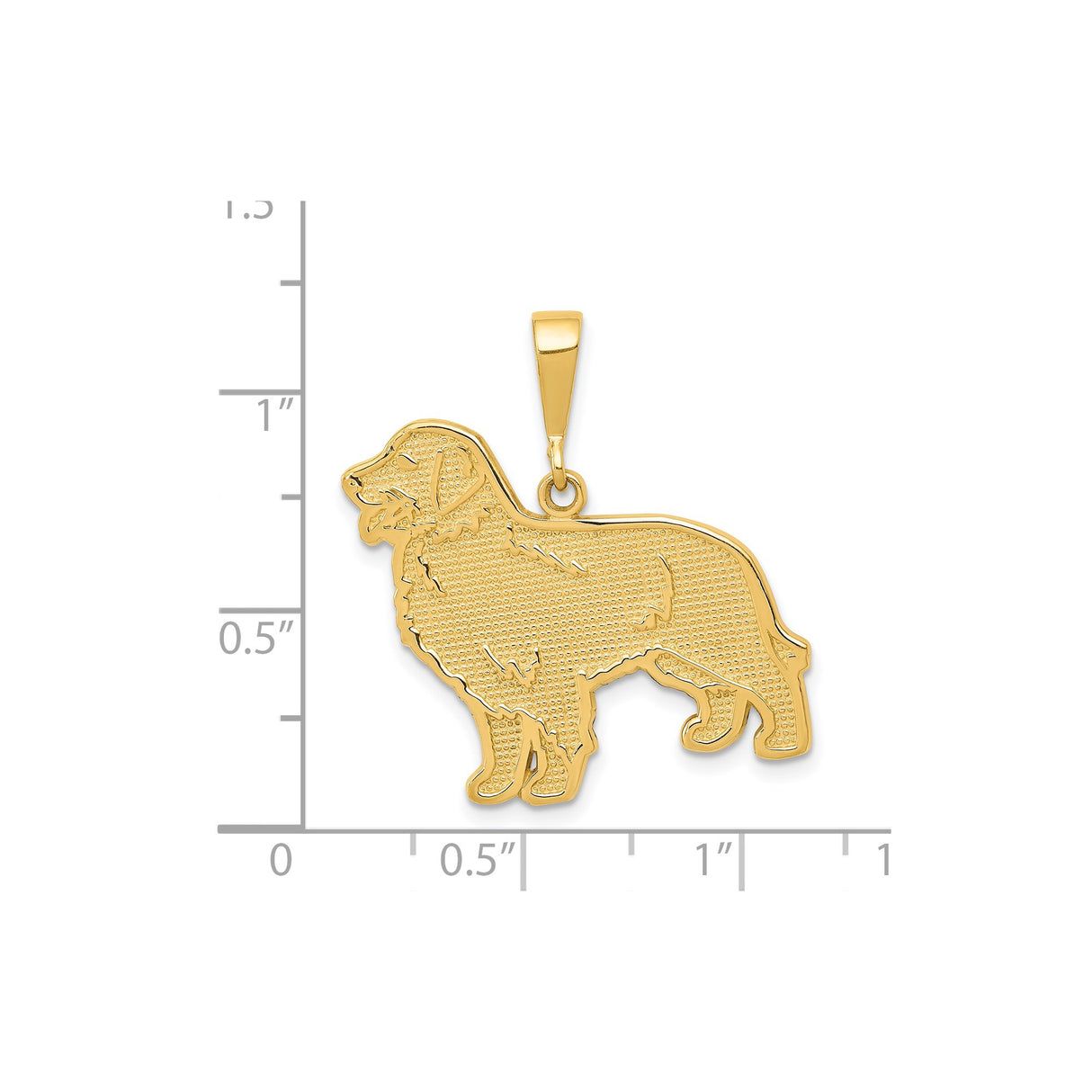 14k Yellow Gold Dog Pendant with Detailed Long Haired Retriever Outline