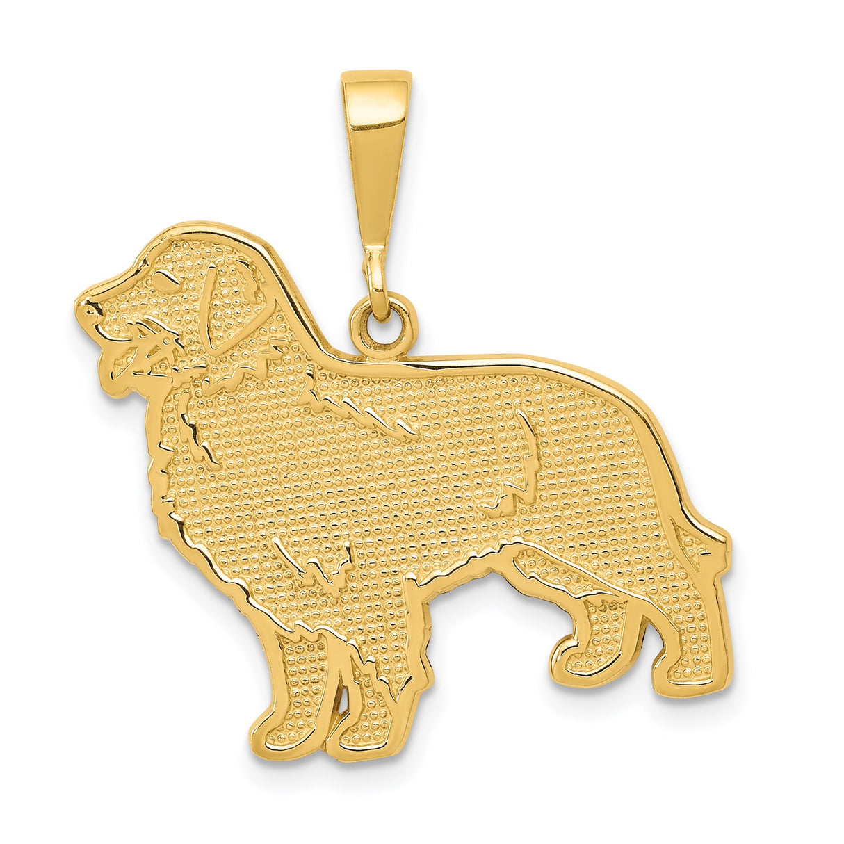 14k Yellow Gold Dog Pendant with Detailed Long Haired Retriever Outline