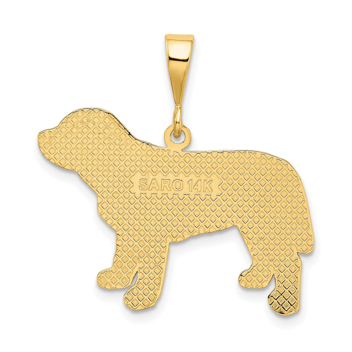 14k Yellow Gold Labrador Retriever Pendant, Textured Dog Silhouette Charm, Unisex Animal Jewelry