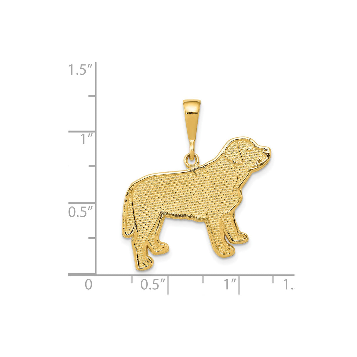 14k Yellow Gold Labrador Retriever Pendant, Textured Dog Silhouette Charm, Unisex Animal Jewelry