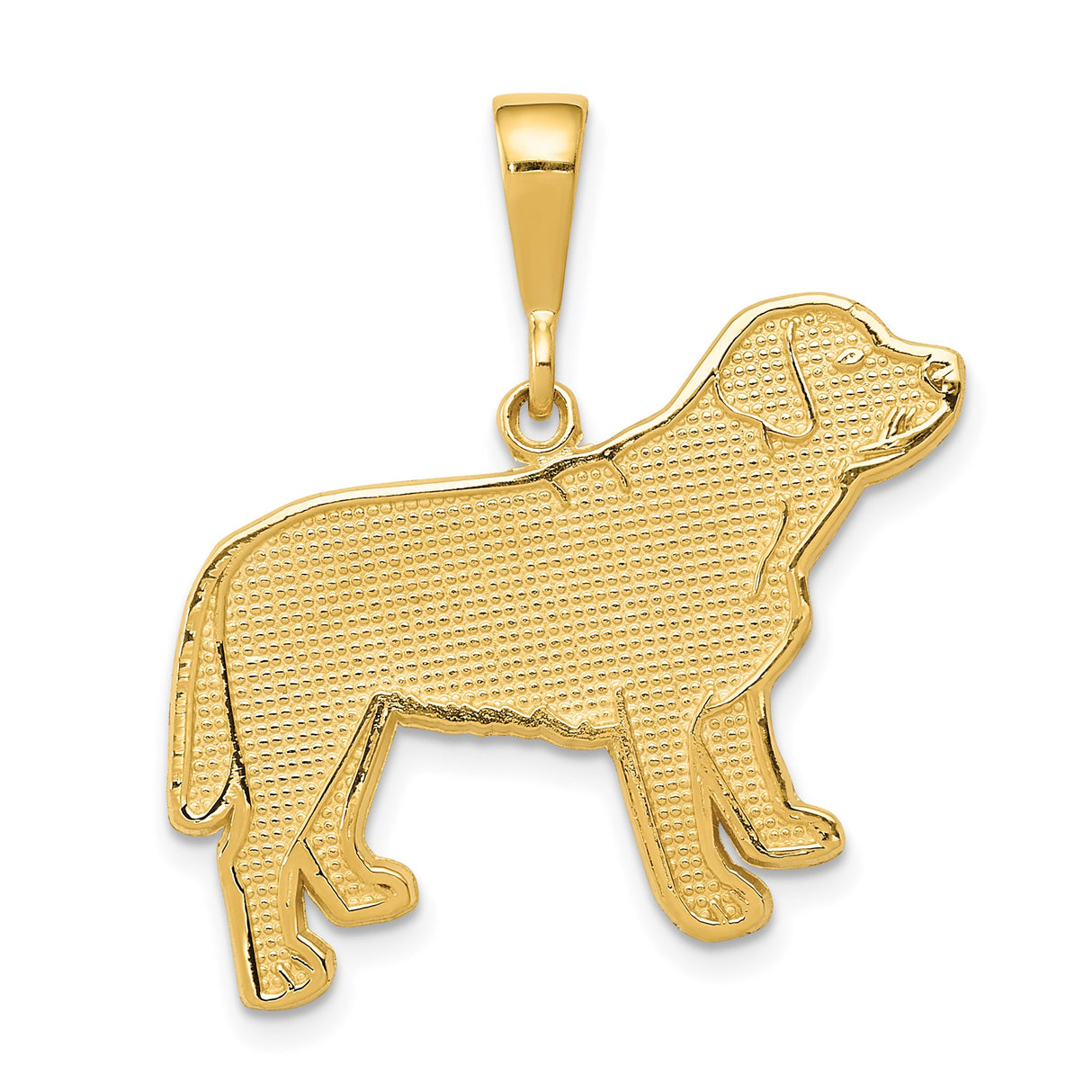 14k Yellow Gold Labrador Retriever Pendant, Textured Dog Silhouette Charm, Unisex Animal Jewelry