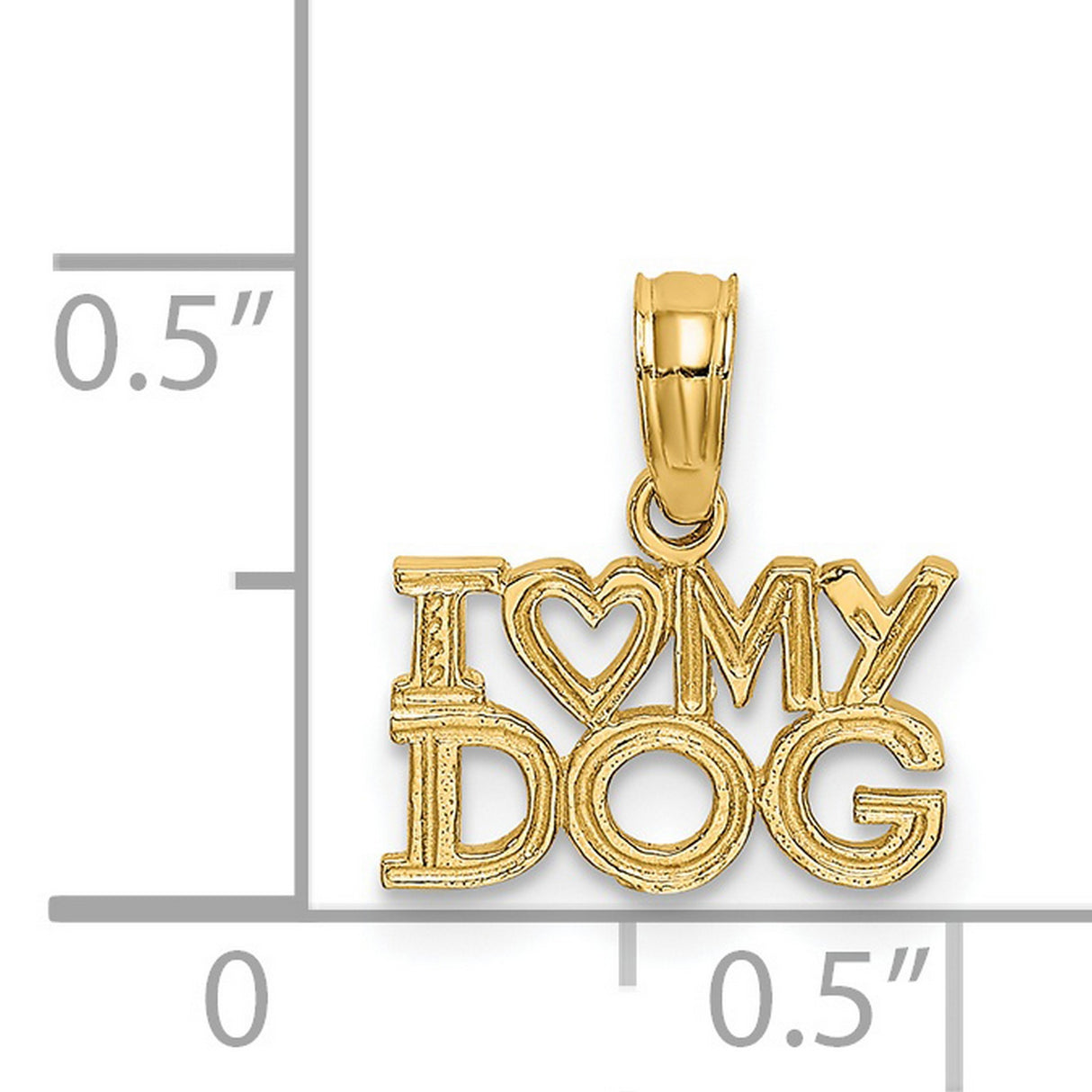 14k Yellow Gold Dog Pendant Charm with Heart Symbol, Pet Lover Animal Jewelry