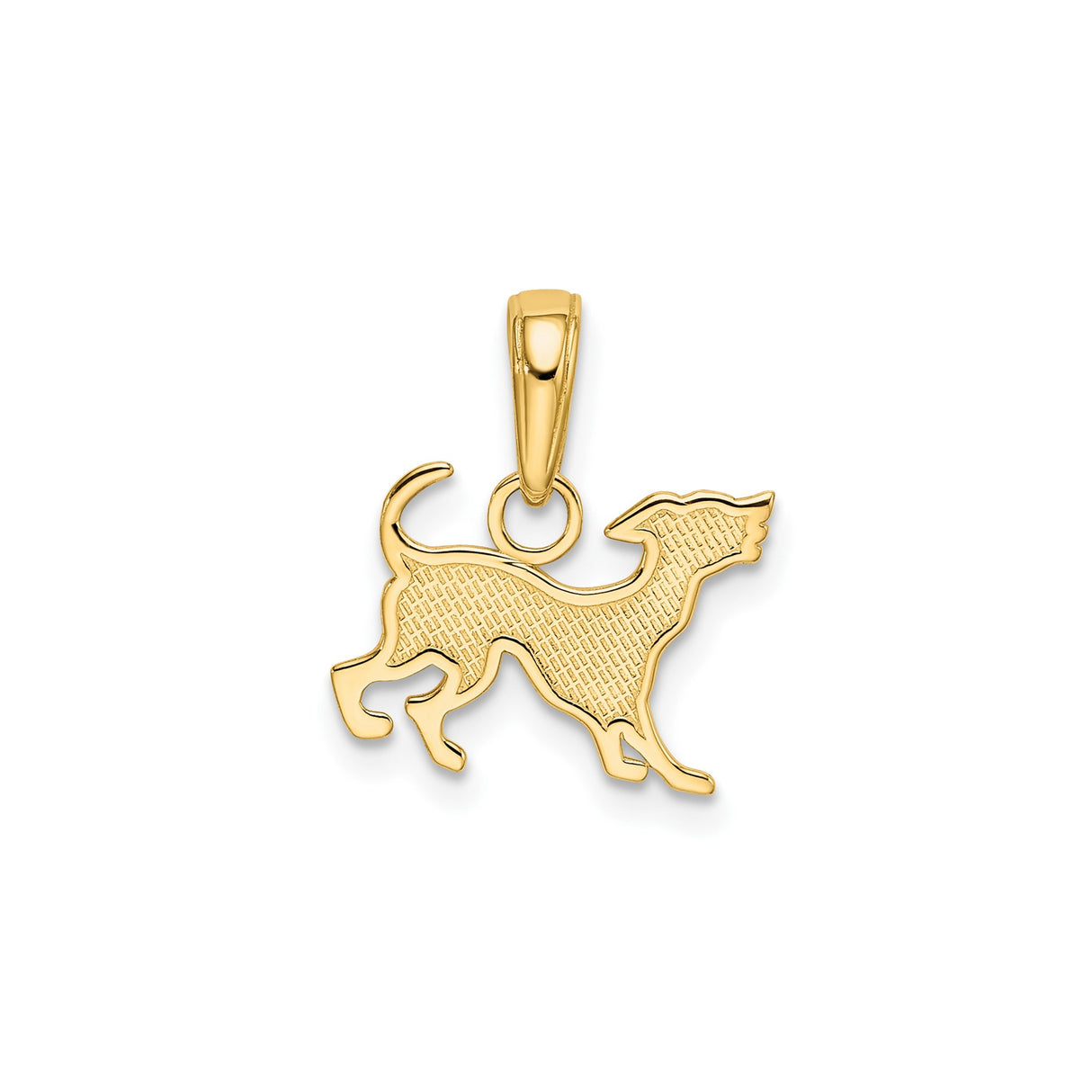 14k Yellow Gold Running Dog Pendant, Detailed Pet Memorial Charm, Animal Jewelry for Women or Unisex Wear