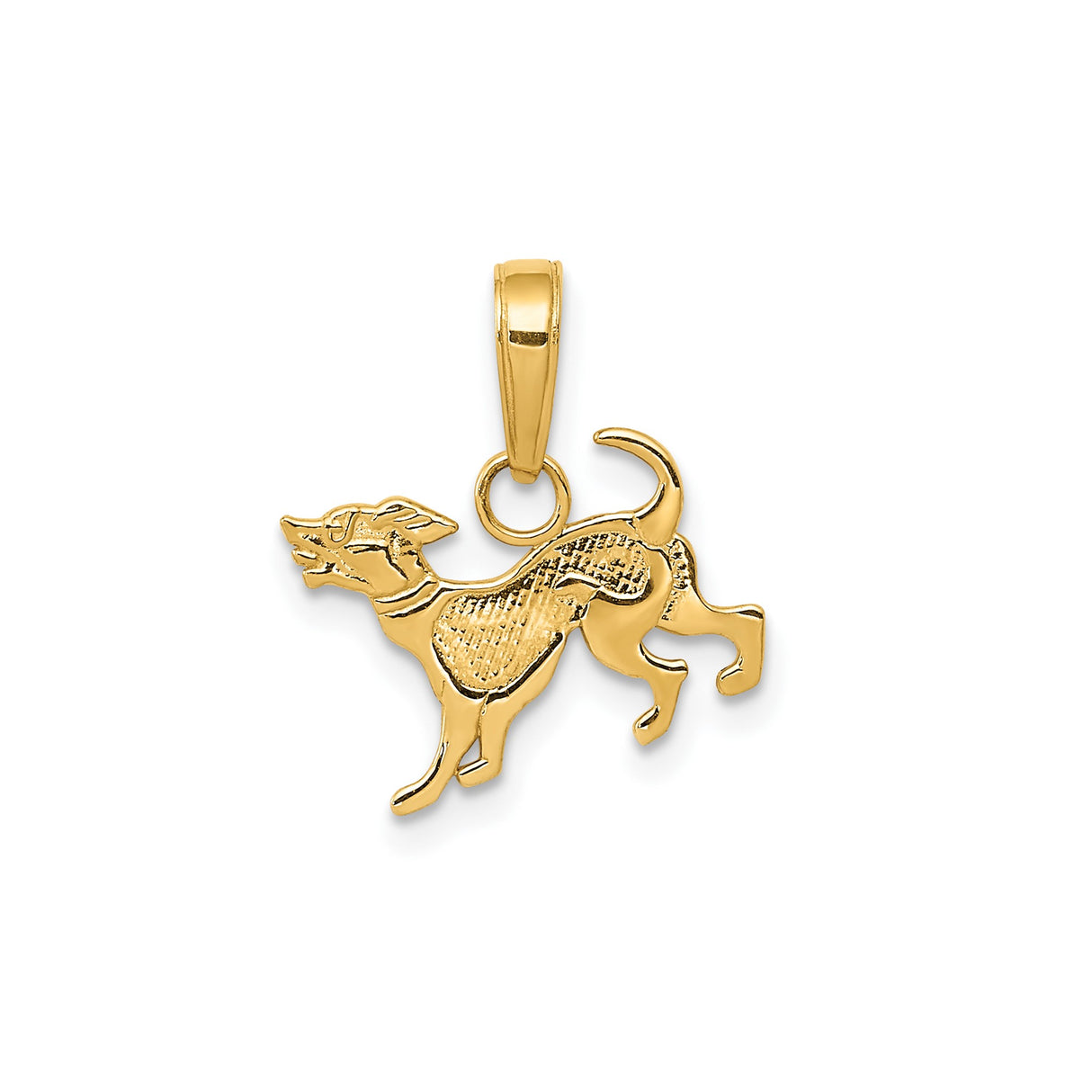 14k Yellow Gold Running Dog Pendant, Detailed Pet Memorial Charm, Animal Jewelry for Women or Unisex Wear