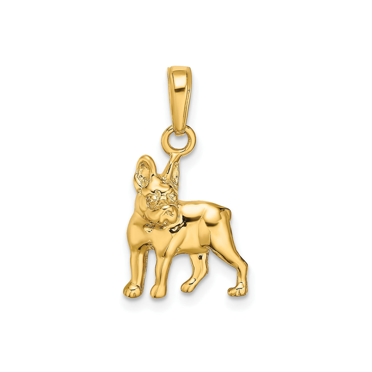 14k Yellow Gold French Bulldog Pendant Charm, Detailed Dog Breed Jewelry for Women or Unisex