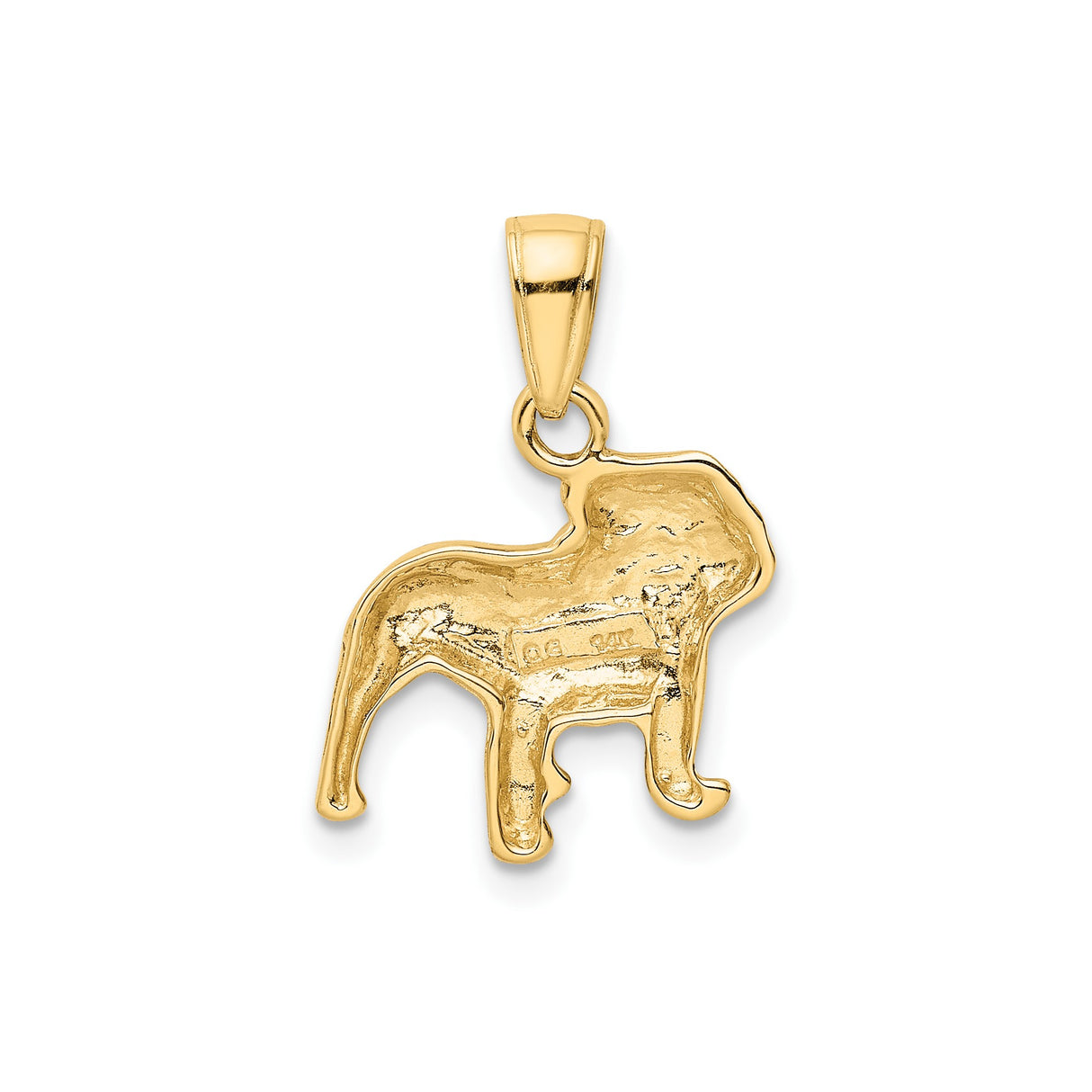 14k Yellow Gold Bulldog Pendant, Sculpted Dog Charm Symbolizing Loyalty and Strength