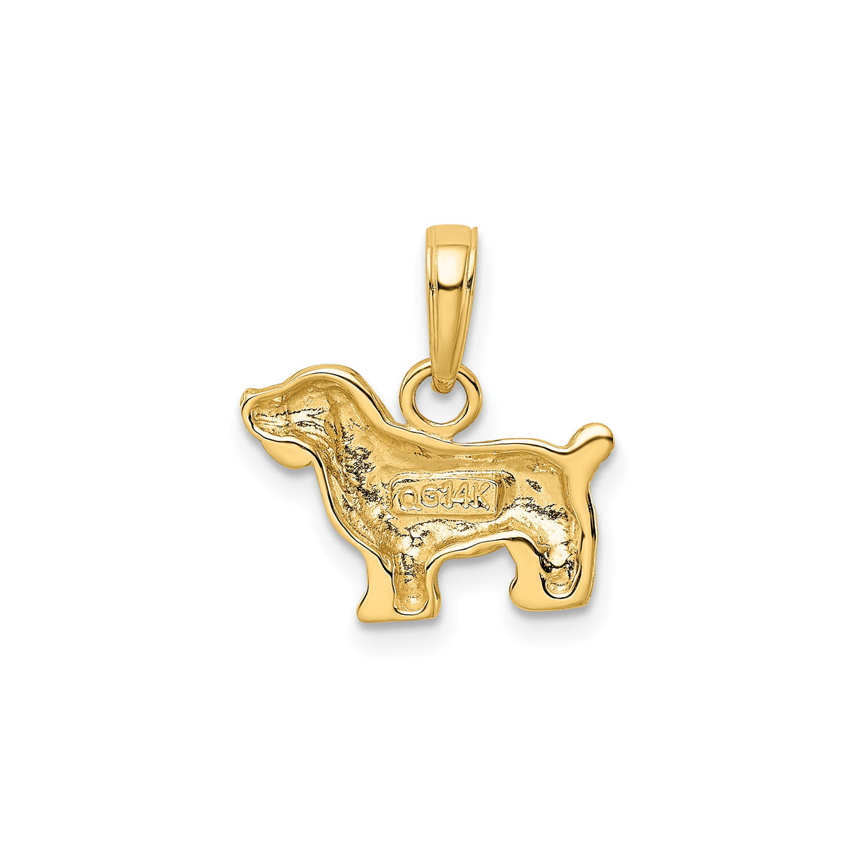 14k Yellow Gold Cocker Spaniel Pendant, Polished Dog Charm for Women or Unisex Wear