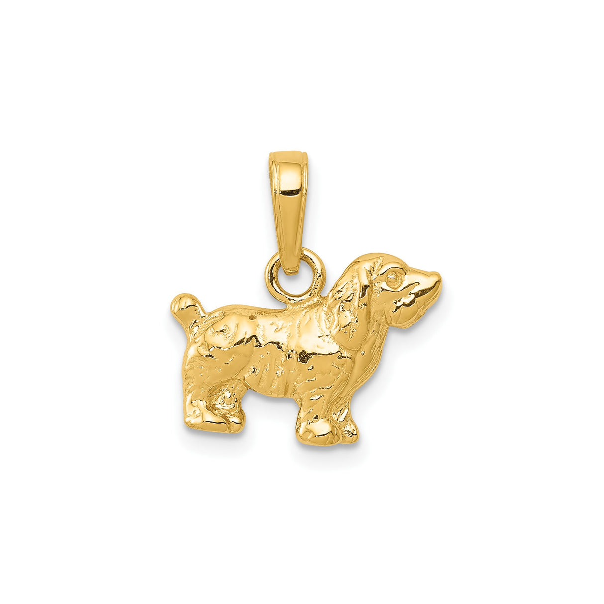 14k Yellow Gold Cocker Spaniel Pendant, Polished Dog Charm for Women or Unisex Wear