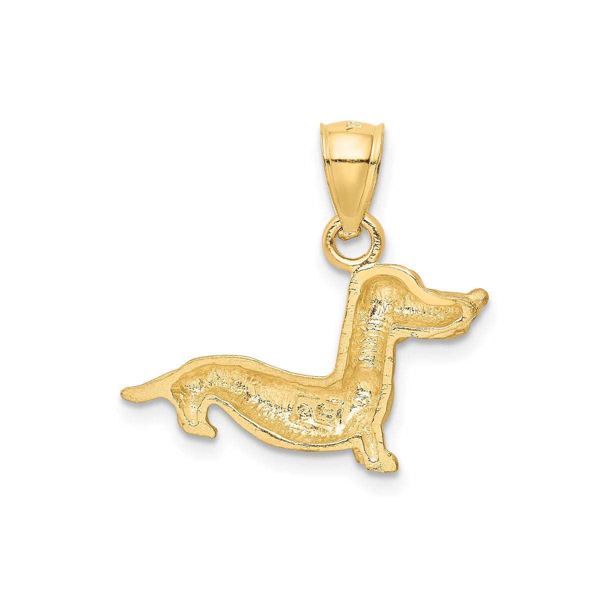 14k Yellow Gold Dachshund Dog Charm Pendant, Polished Animal Jewelry for Women or Unisex Wear