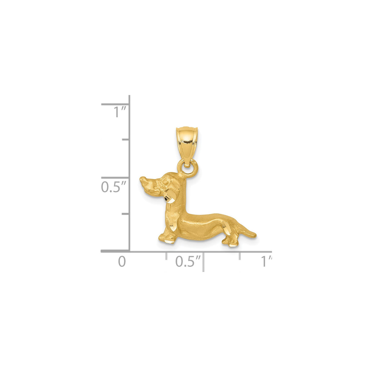 14k Yellow Gold Dachshund Dog Charm Pendant, Polished Animal Jewelry for Women or Unisex Wear