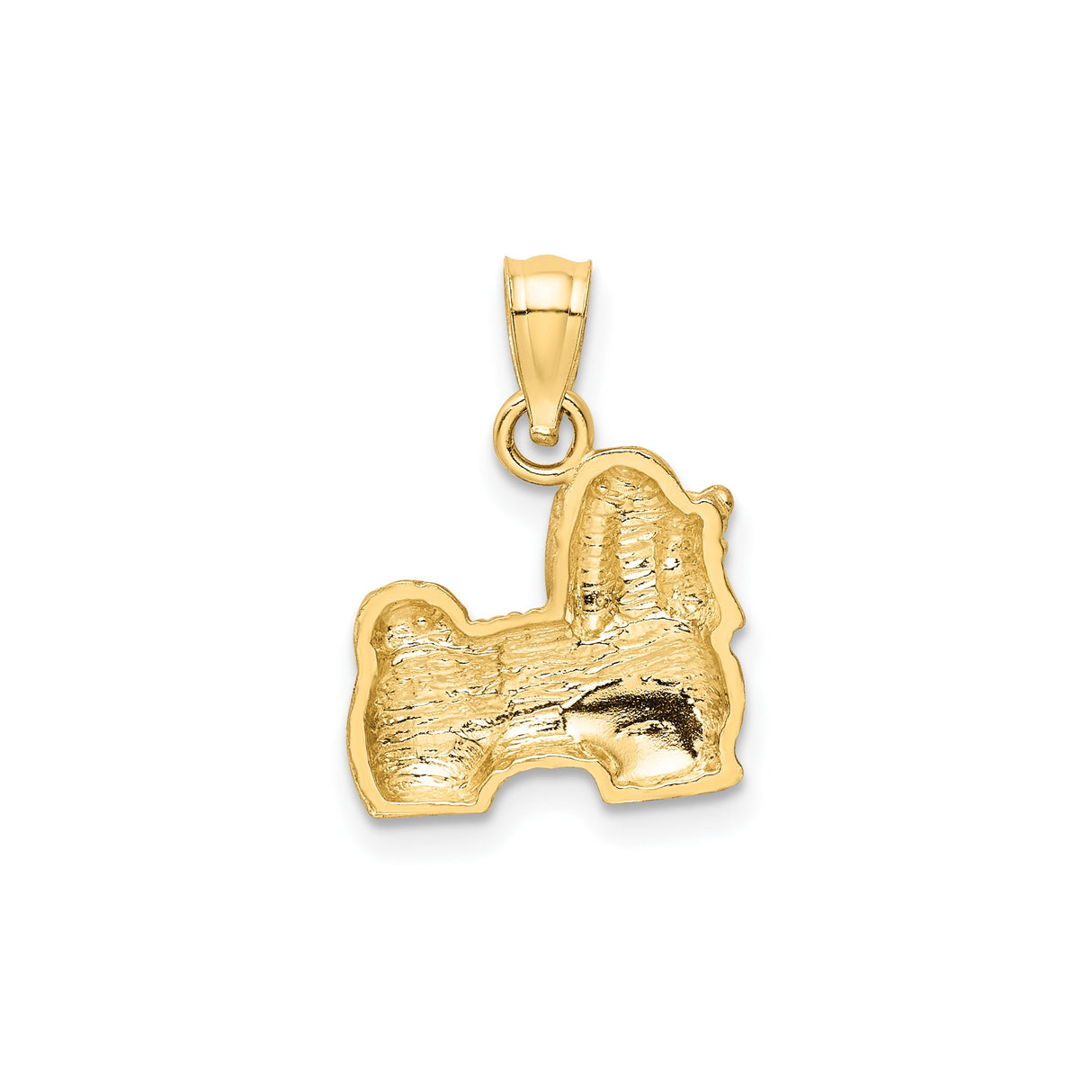 14k Yellow Gold Shih Tzu Pendant, Textured Dog Charm with Realistic Detail for Women or Unisex Wear