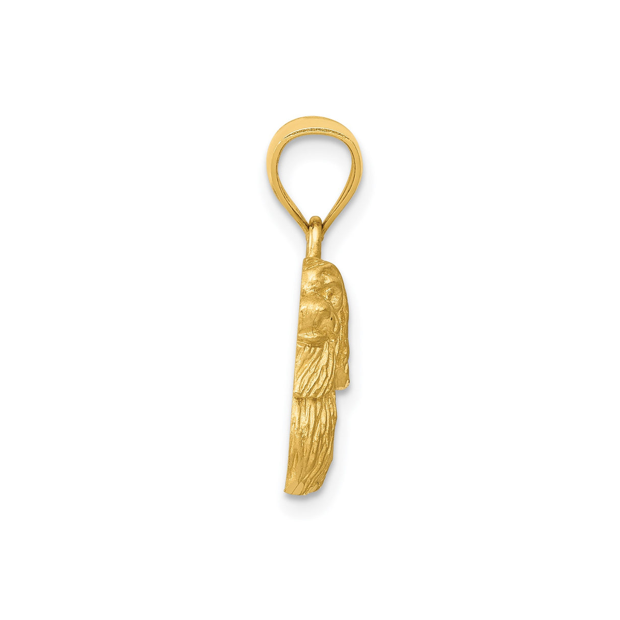 14k Yellow Gold Shih Tzu Dog Pendant, Textured Animal Charm, Loyalty & Companionship Symbol