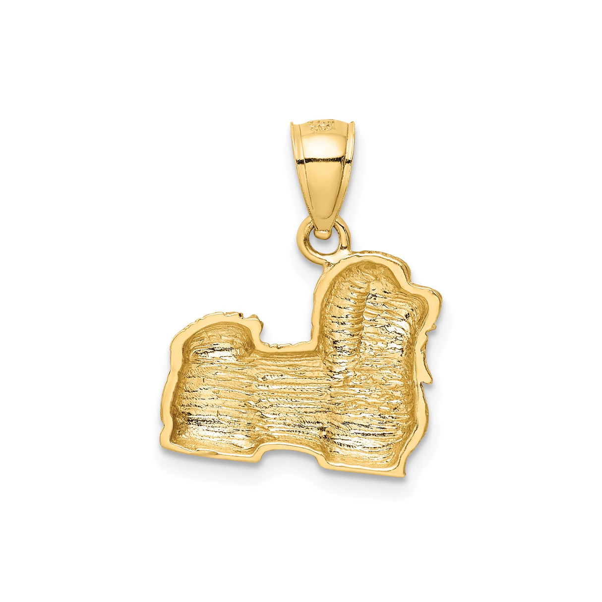 14k Yellow Gold Shih Tzu Dog Pendant, Textured Animal Charm, Loyalty & Companionship Symbol