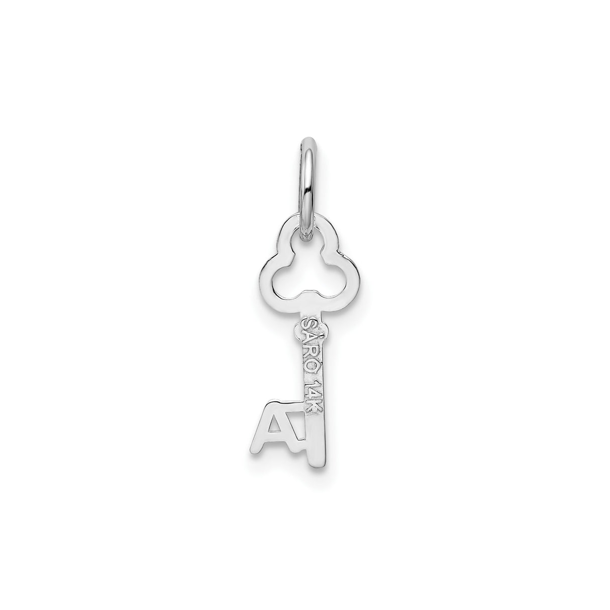 14k White Gold Key Pendant with LA Letters, Urban City Charm for Women or Unisex Wear
