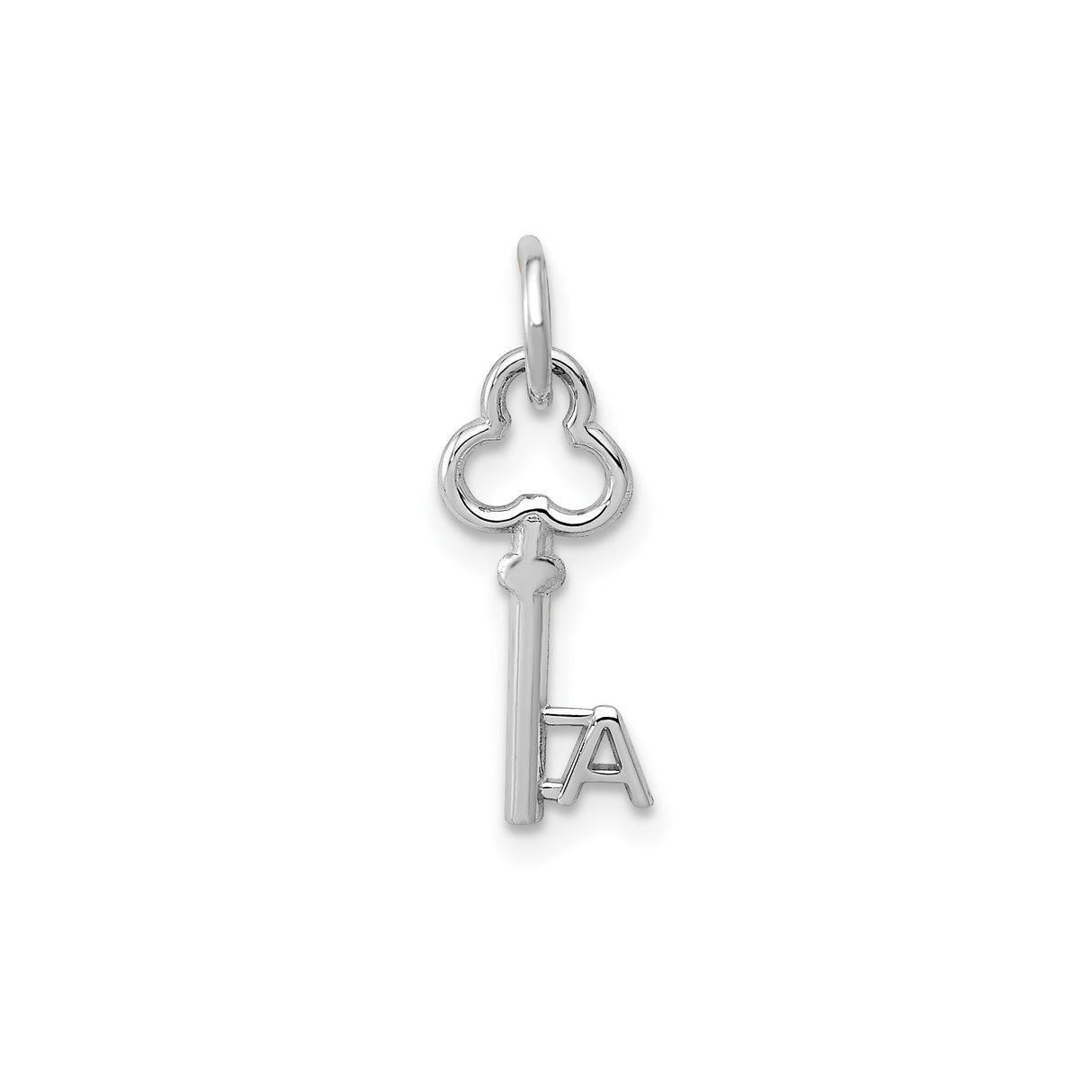 14k White Gold Key Pendant with LA Letters, Urban City Charm for Women or Unisex Wear