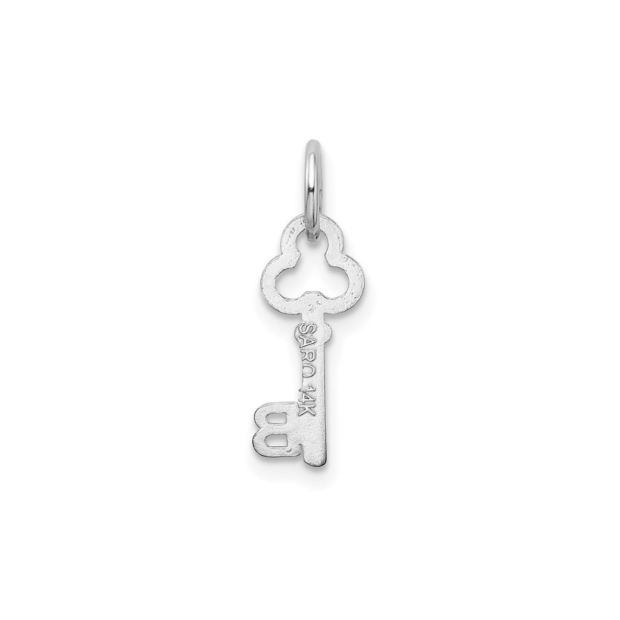 14k White Gold Letter B Key Pendant, Monogram Charm, Minimalist Jewelry for Women or Unisex Wear