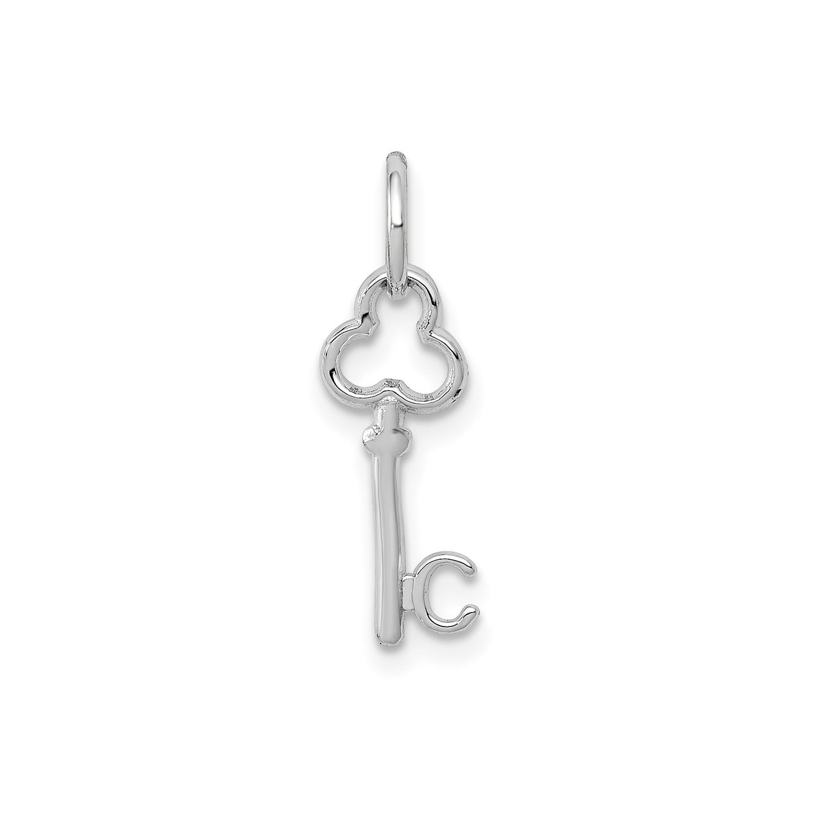 14k White Gold Key Pendant, Vintage Skeleton Key Design, Polished Finish, Christian Jewelry